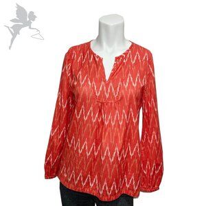 J.CREW Ikat zigzag print boho blouse